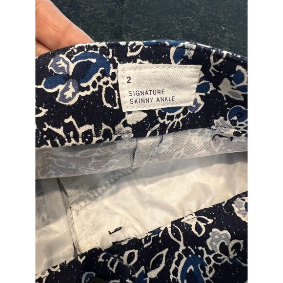 Gap Women's 2 Blue Floral Signature Skinny Ankle Pants M - Picture 7 of 16
